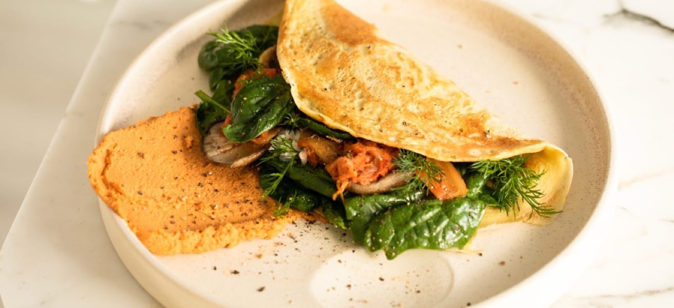 plate with a prepared omelette